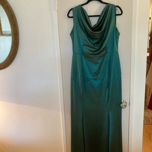 1930s inspired Green Satin Formal Dress
